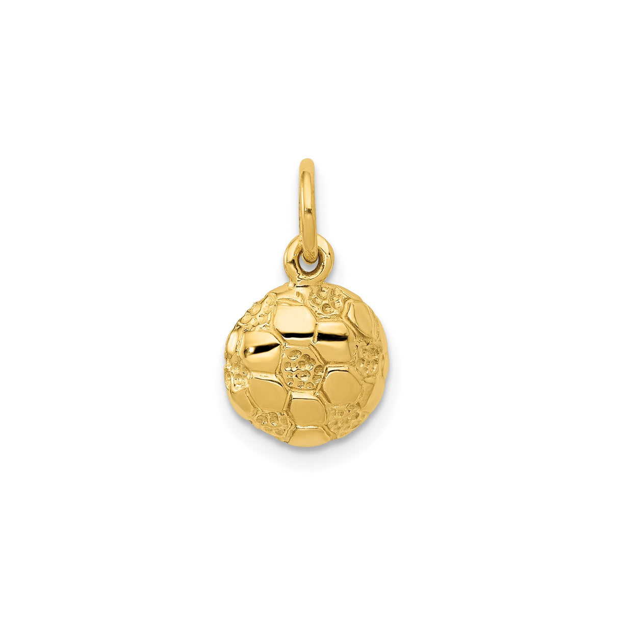 14k Yellow Gold Soccer Ball Charm Pendant, Textured Sports Design for Women or Unisex Wear