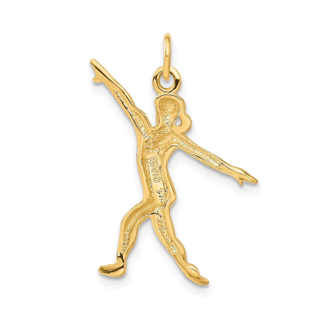 14k Yellow Gold Gymnast Pendant with Artistic Female Figure in Athletic Pose