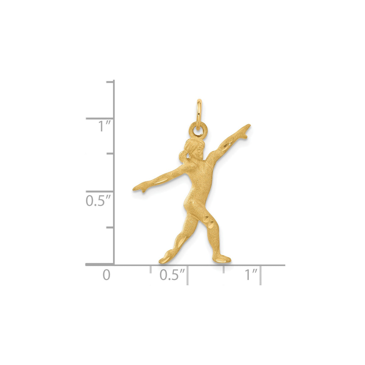 14k Yellow Gold Gymnast Pendant with Artistic Female Figure in Athletic Pose