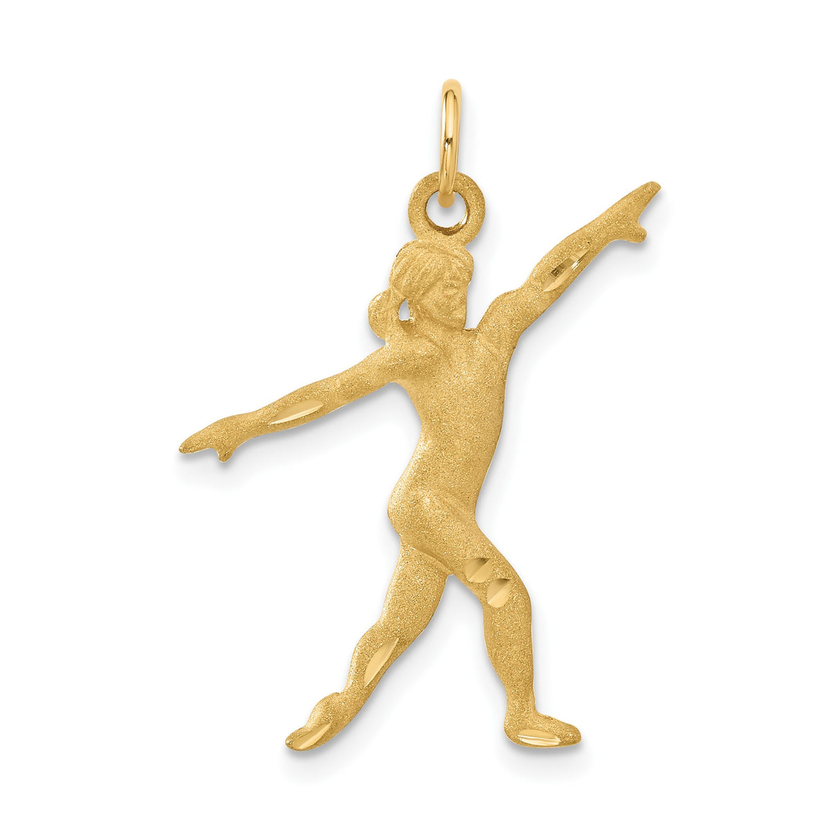 14k Yellow Gold Gymnast Pendant with Artistic Female Figure in Athletic Pose