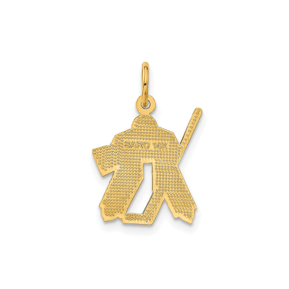 14k Yellow Gold Hockey Goalie Pendant with Helmet, Pads, and Stick, Sports Charm for Men or Boys