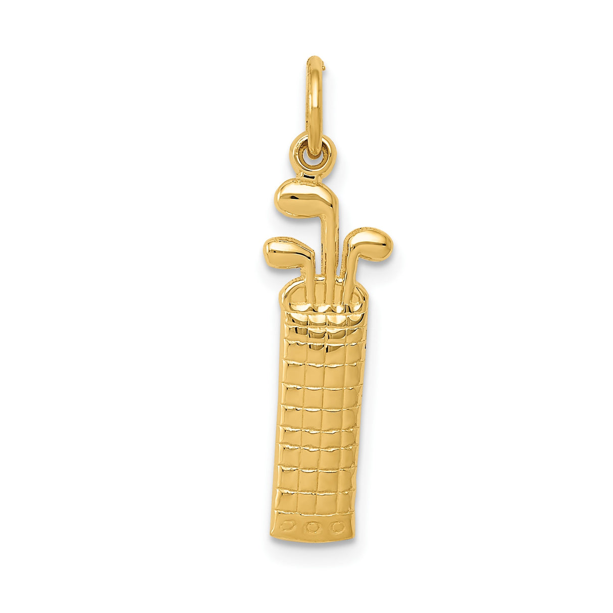 14k Yellow Gold Golf Bag Pendant with Golf Clubs, Sports Theme Charm