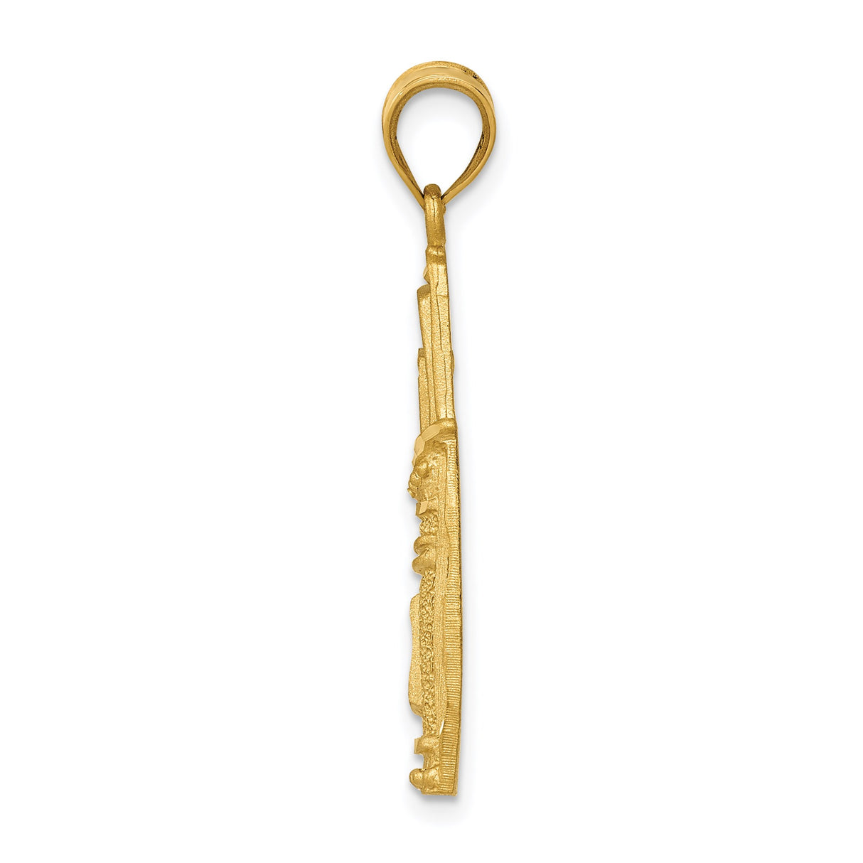 14k Yellow Gold Golf Bag Pendant with Detailed Clubs and Textured Accents