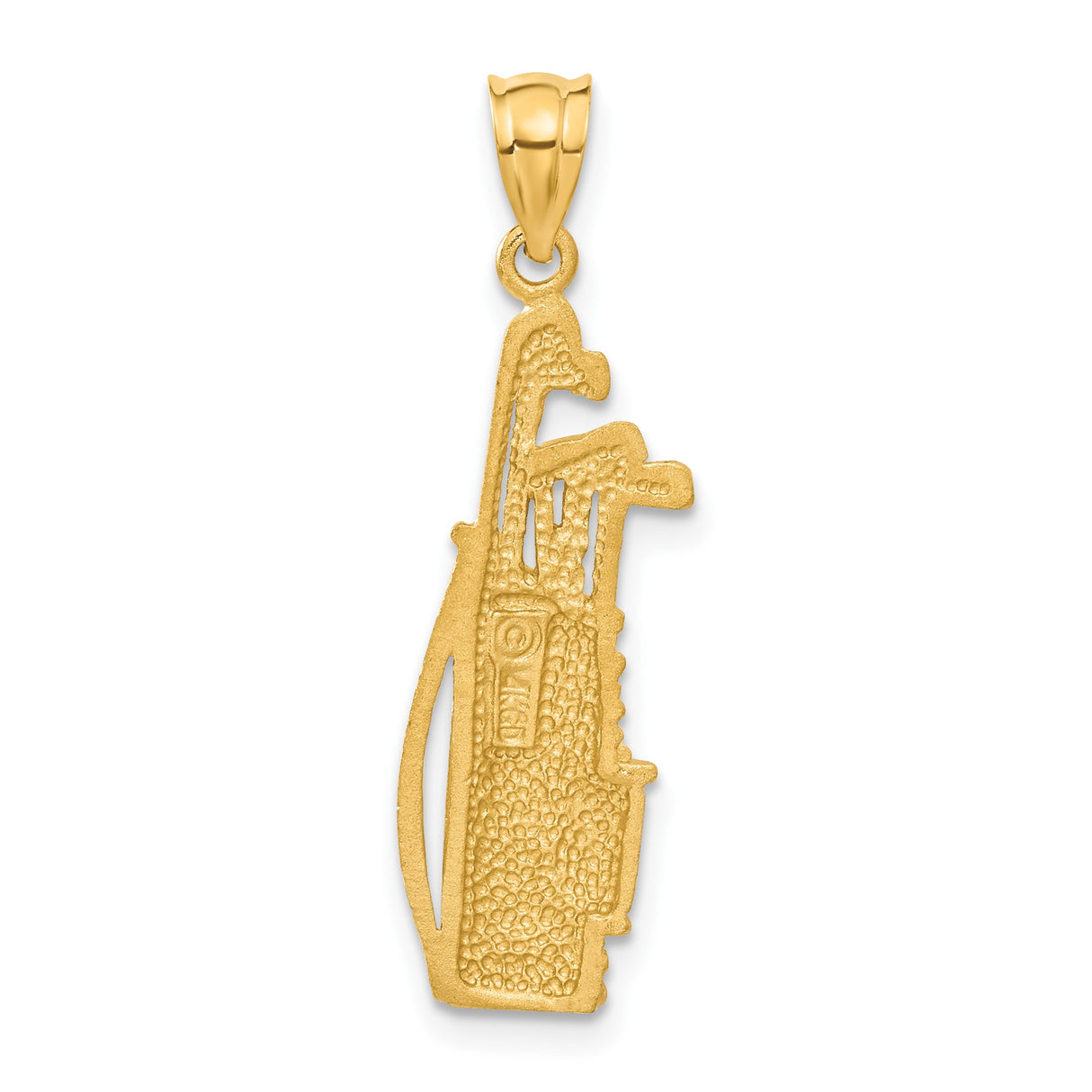 14k Yellow Gold Golf Bag Pendant with Detailed Clubs and Textured Accents