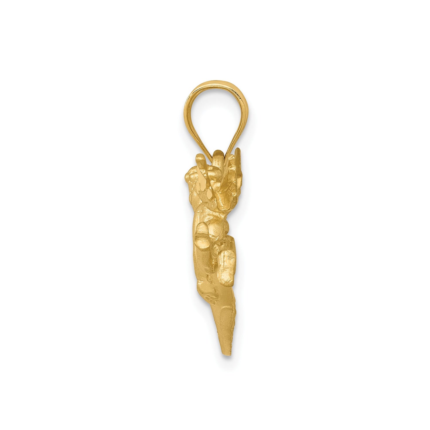 14k Yellow Gold Pendant with Two Cherubs Forming Heart Shape, Angel Symbol of Love and Faith