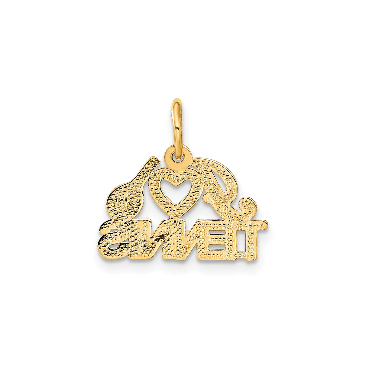 14k Yellow Gold Tennis Pendant with Heart and Racquet Design, Unisex Sports Charm