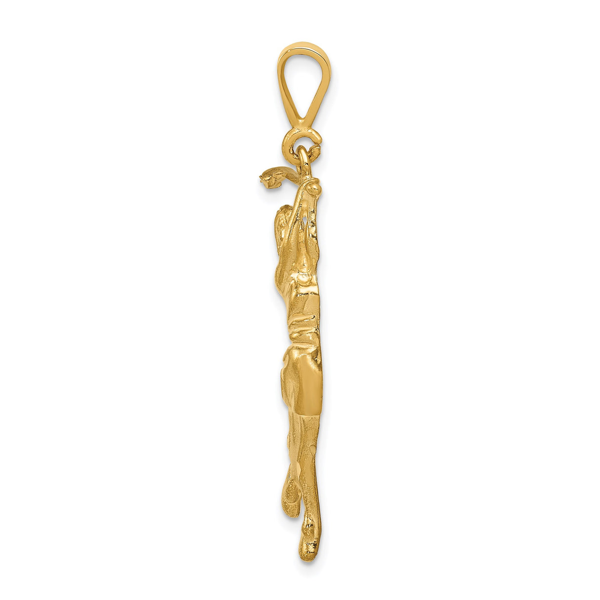 14k Yellow Gold Female Golfer Pendant in Mid Swing Pose, Sports Charm Jewelry for Women