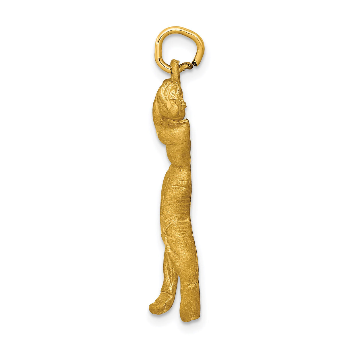 14k Yellow Gold Golfer Pendant with Male Figure Swinging, Sports Charm for Golf Enthusiasts