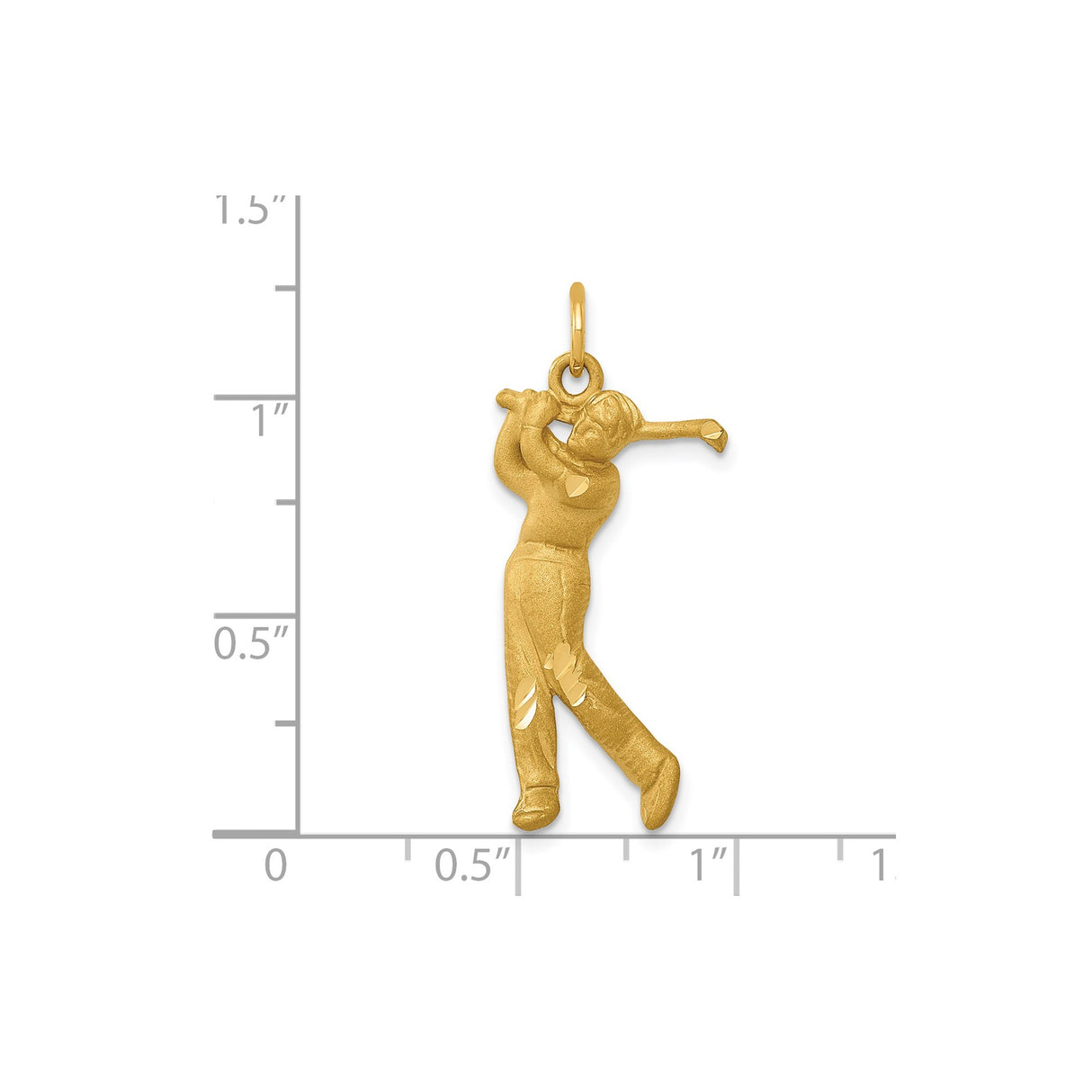 14k Yellow Gold Golfer Pendant with Male Figure Swinging, Sports Charm for Golf Enthusiasts
