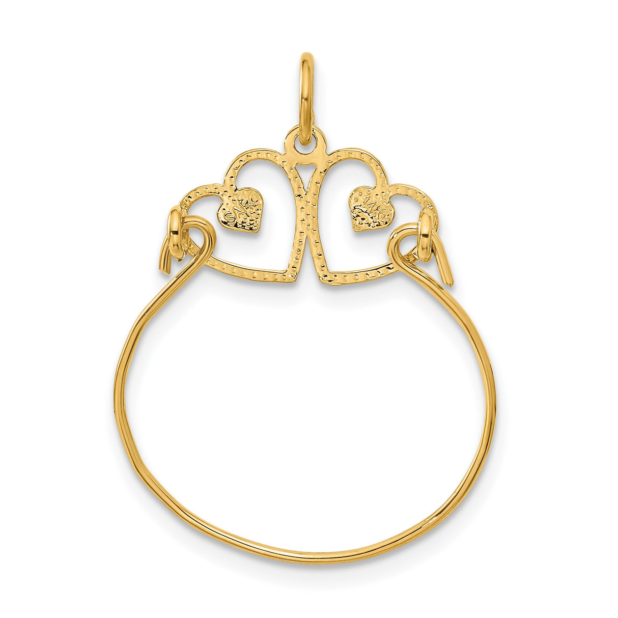 14k Yellow Gold Pendant with Interlocking Open Hearts and Solid Heart Accents