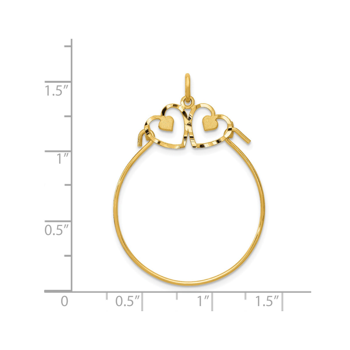 14k Yellow Gold Pendant with Interlocking Open Hearts and Solid Heart Accents