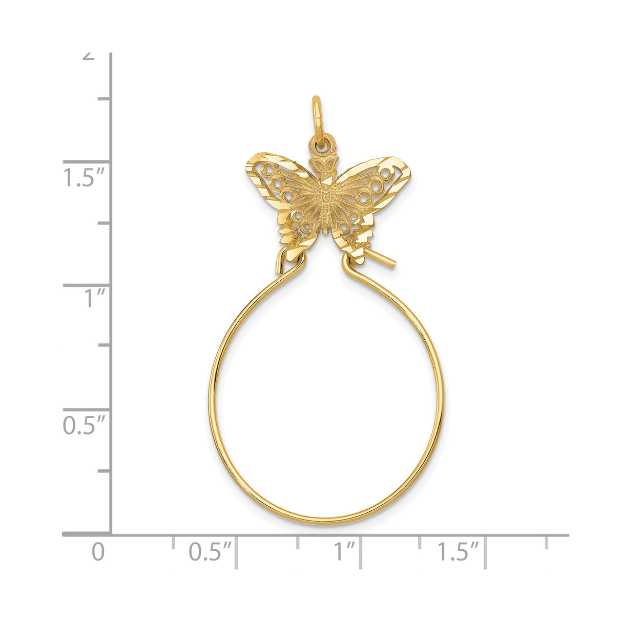 14k Yellow Gold Butterfly Hoop Earrings, Lightweight Oval Nature-Inspired Design