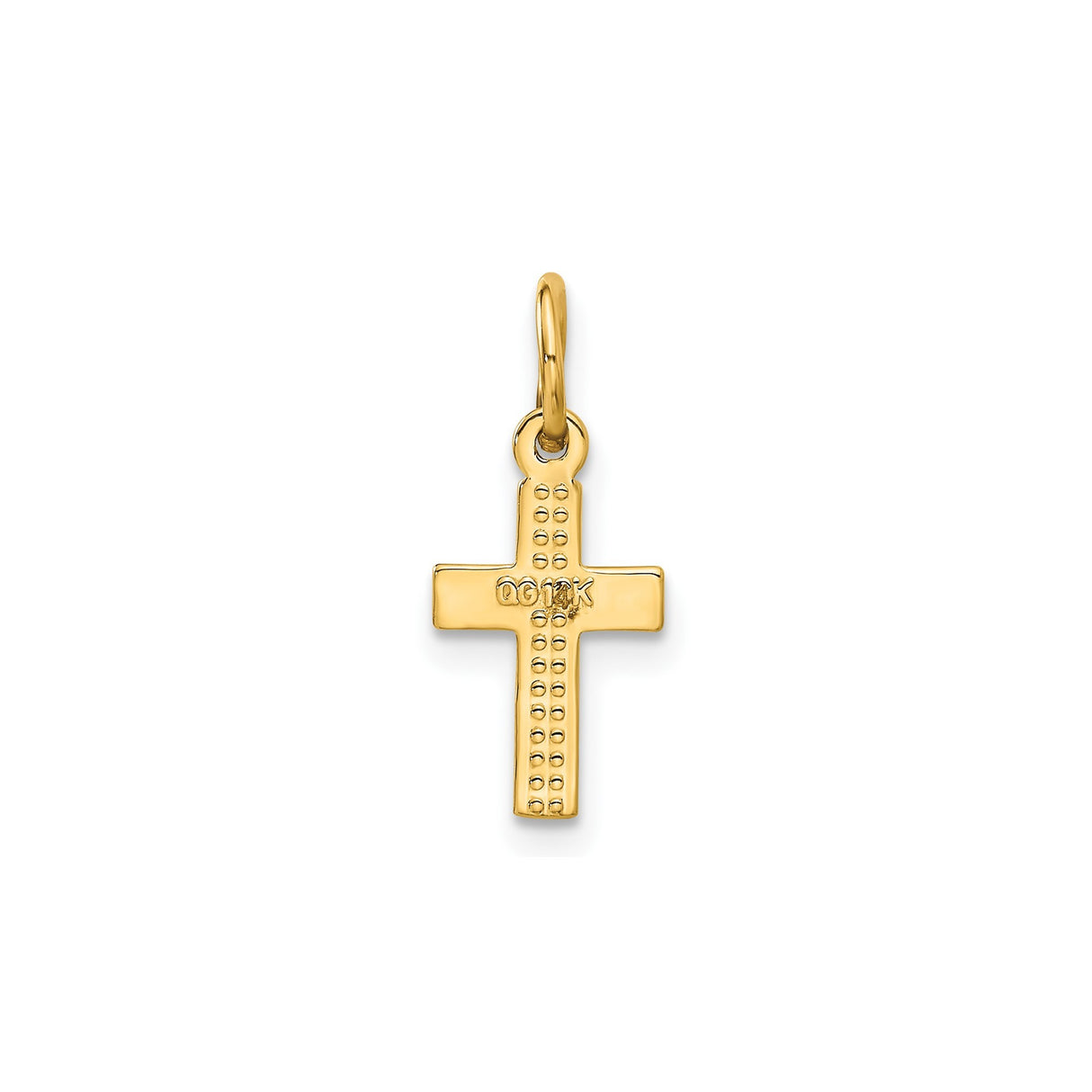 14k Yellow Gold Latin Cross Pendant with Diamond Cut Details and Matte Finish