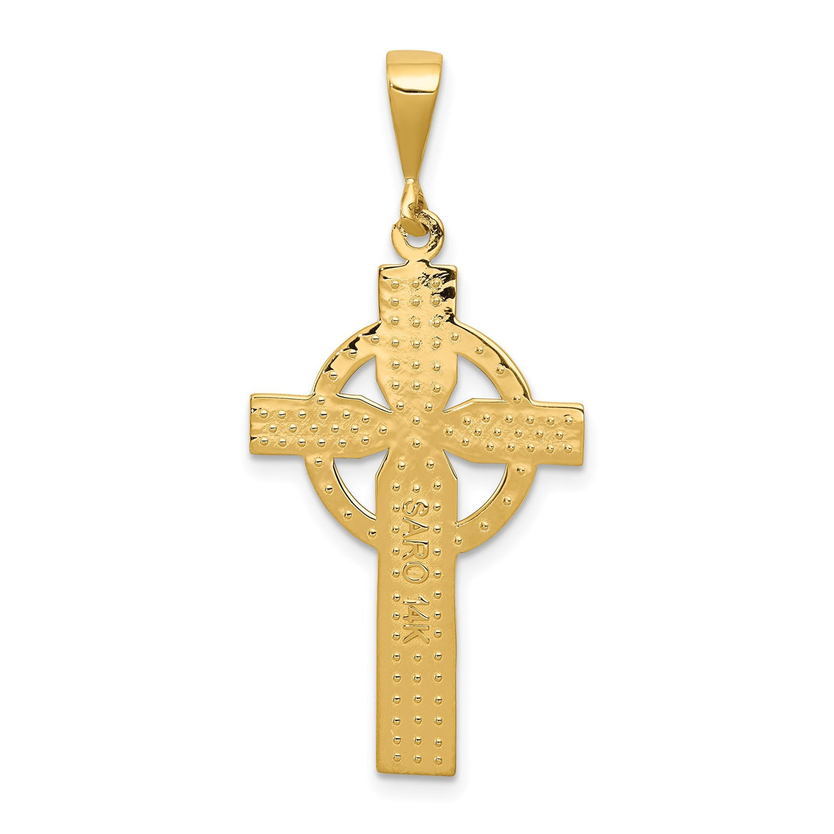 14k Yellow Gold Celtic Cross Pendant with Intricate High Cross Design for Men and Women