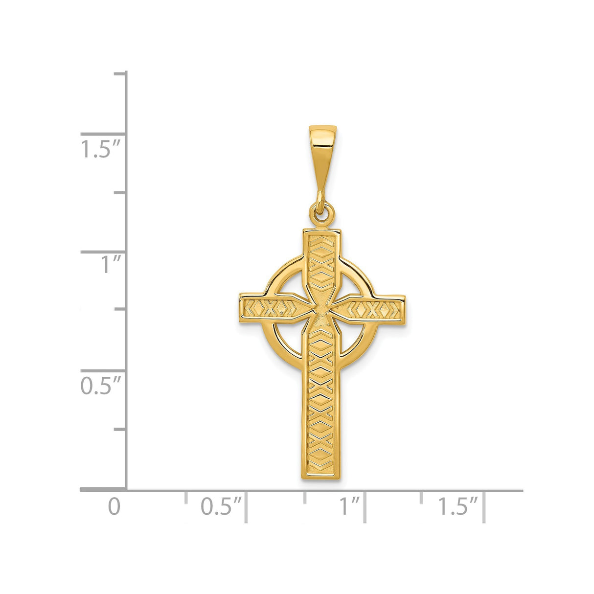 14k Yellow Gold Celtic Cross Pendant with Intricate High Cross Design for Men and Women