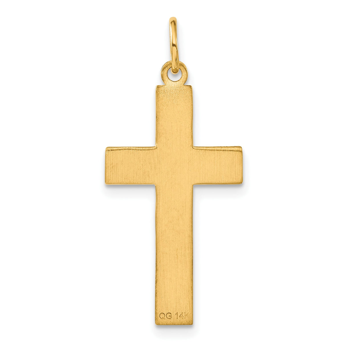 14k Yellow Gold Cross Pendant with Diamond-Cut Detailing and Satin Center for Men and Women