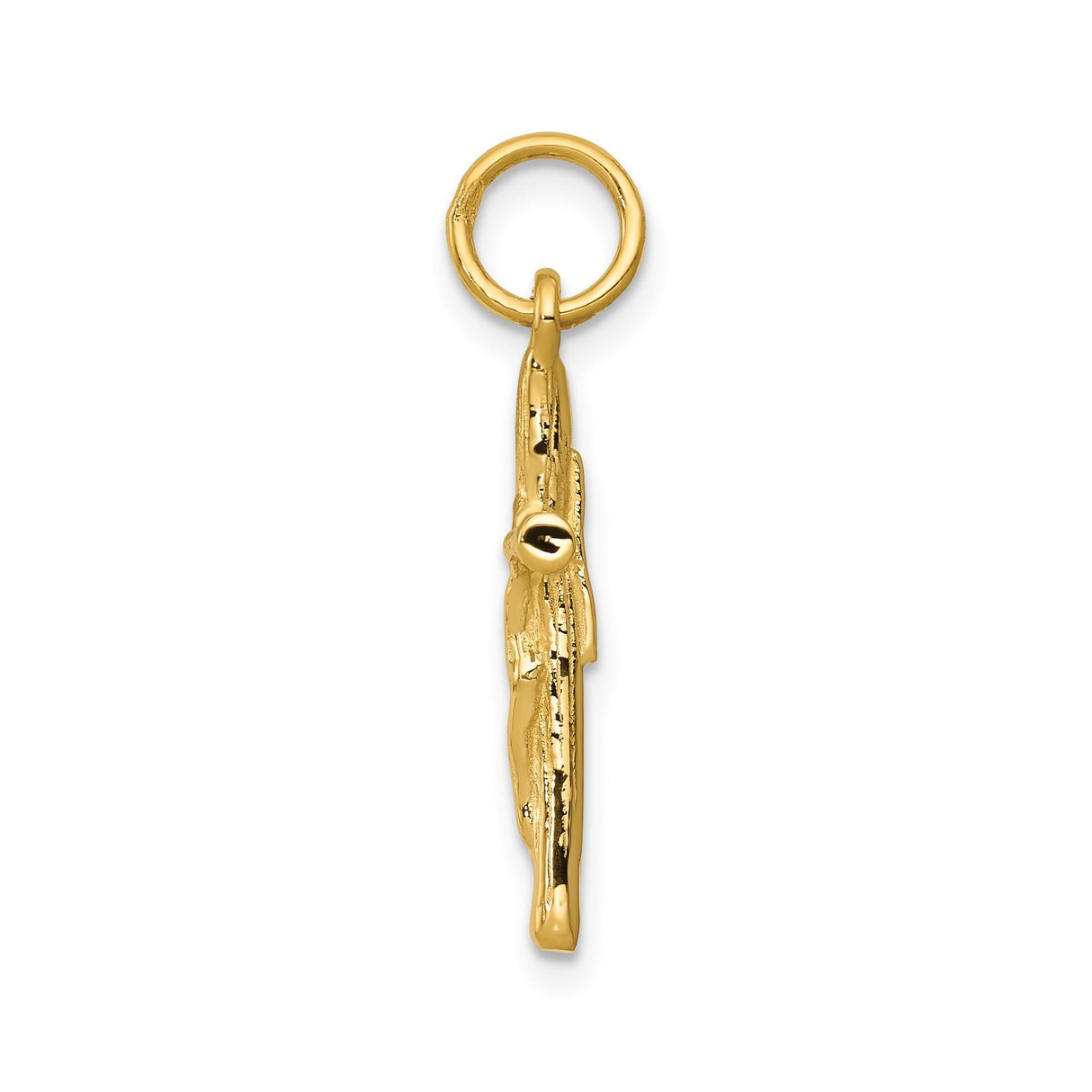 14k Yellow Gold Crucifix Pendant with Textured Branch Cross and INRI Symbol