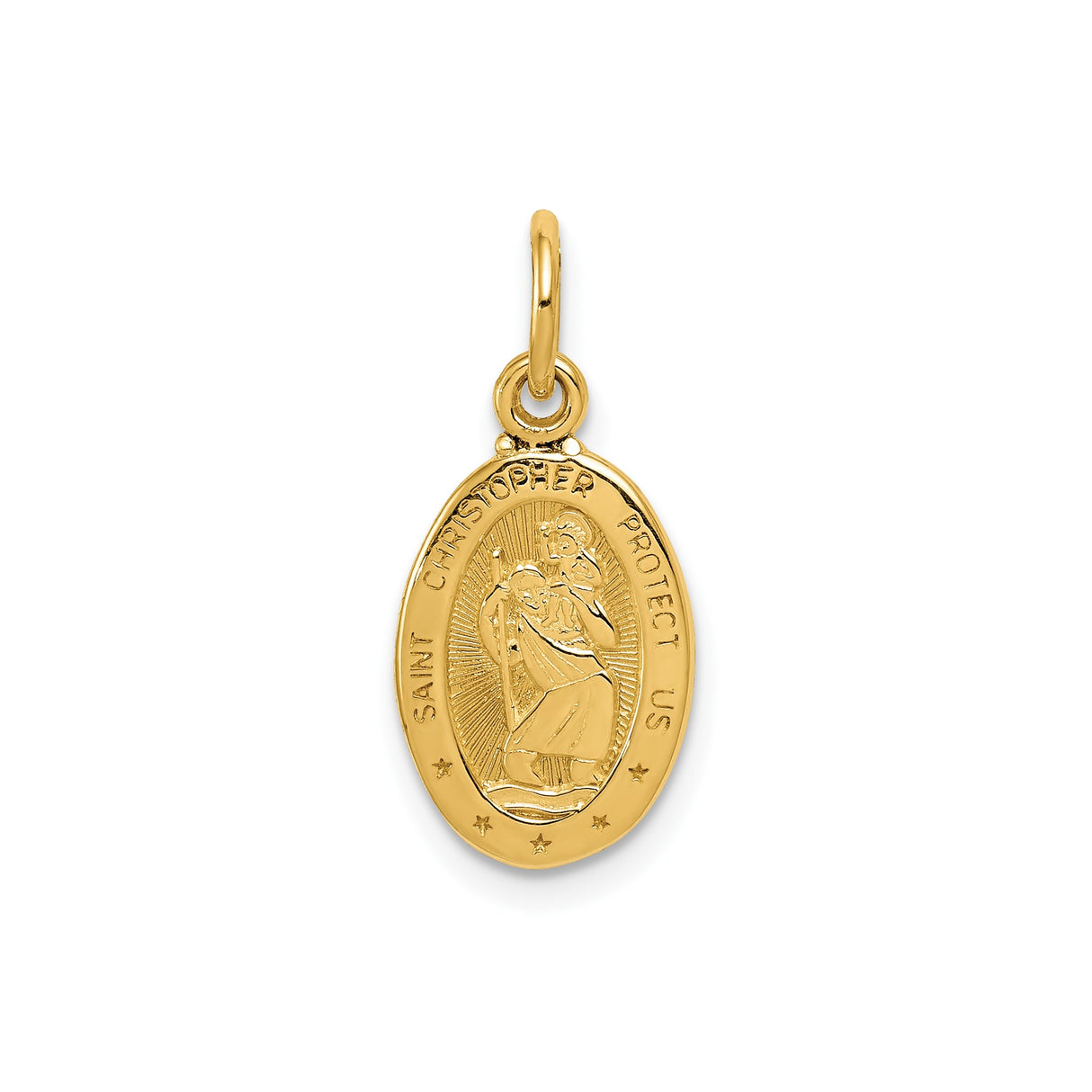 14k Yellow Gold Saint Christopher Oval Medal Pendant, Travel Blessing and Protection
