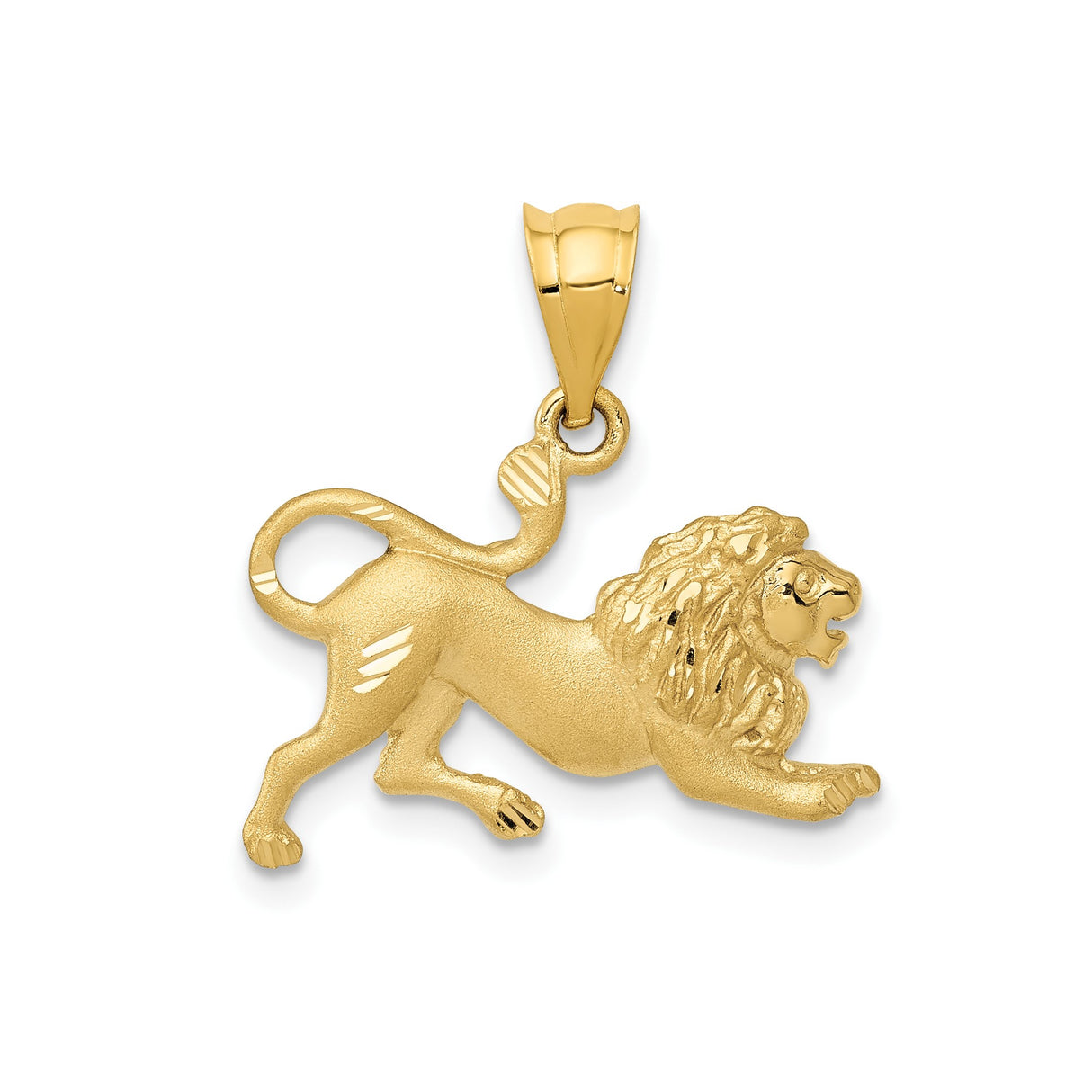 14k Yellow Gold Lion Pendant, Roaring Animal Symbol of Strength and Courage, Bold Leo Zodiac Charm