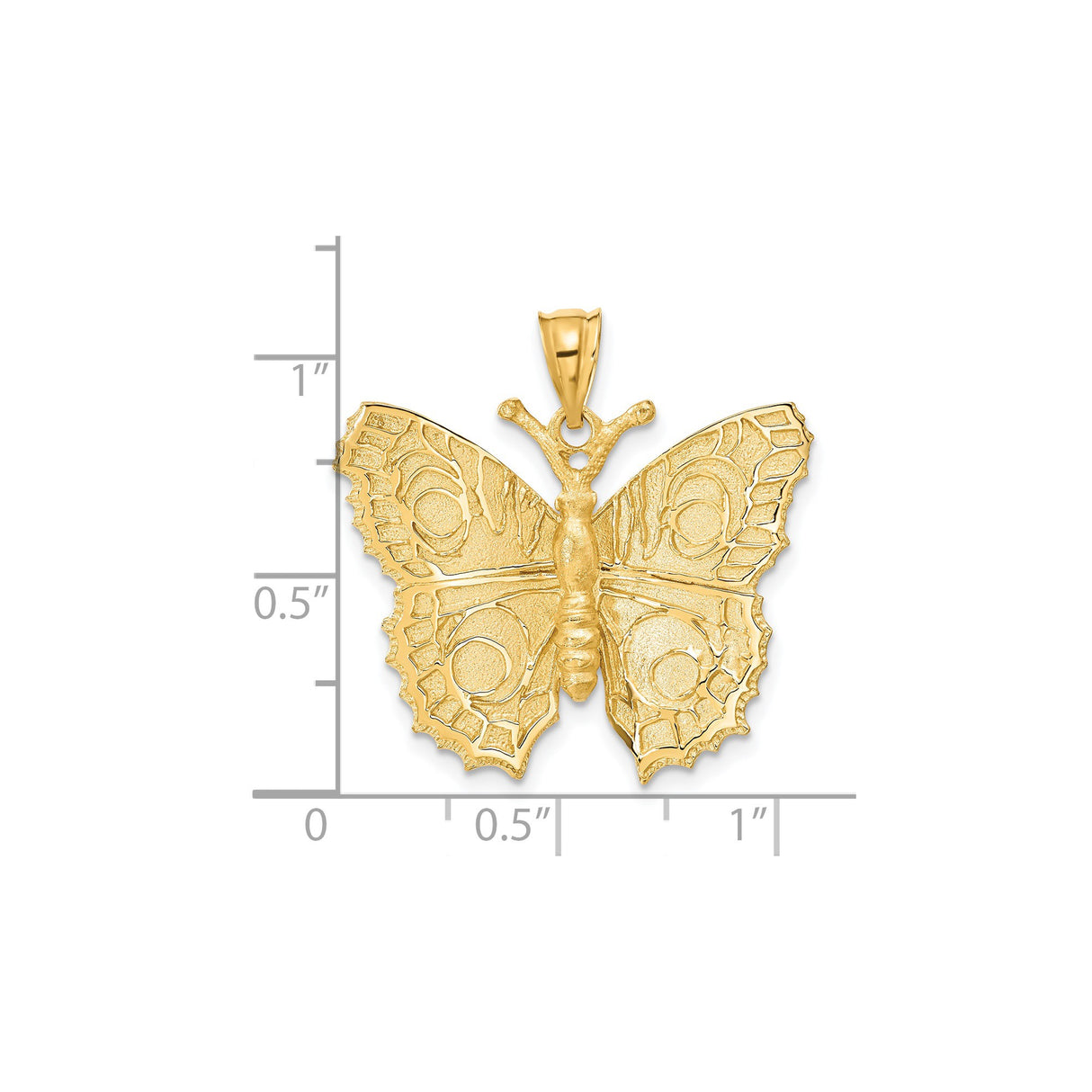14k Yellow Gold Butterfly Pendant with Textured Wings, Symbolic Nature Jewelry for Women