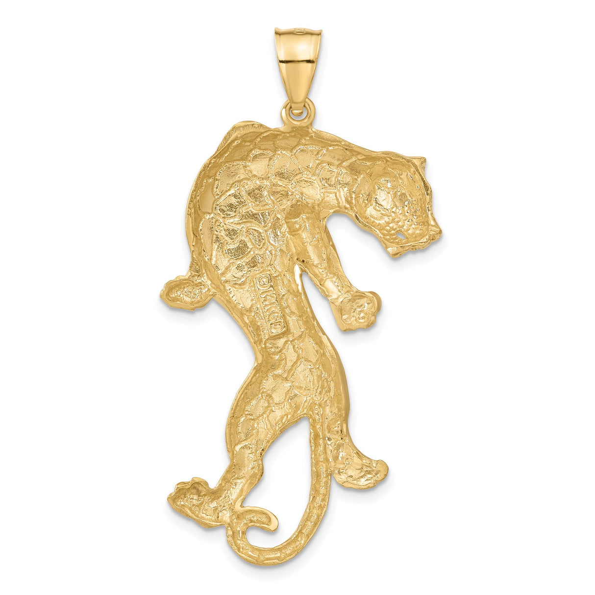 14k Yellow Gold Panther Pendant, Sculpted Jungle Cat Symbolizing Strength and Power