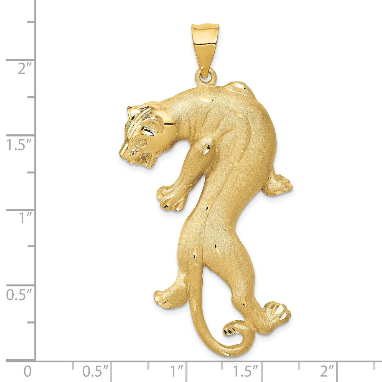 14k Yellow Gold Panther Pendant, Sculpted Jungle Cat Symbolizing Strength and Power