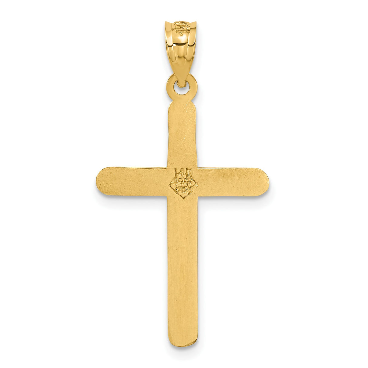 14k Yellow Gold Latin Cross Pendant, Polished Religious Charm, Unisex Faith Jewelry