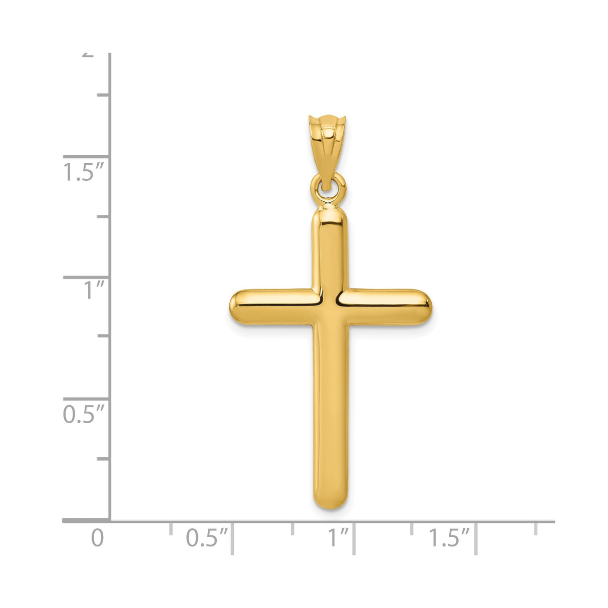 14k Yellow Gold Latin Cross Pendant, Polished Religious Charm, Unisex Faith Jewelry