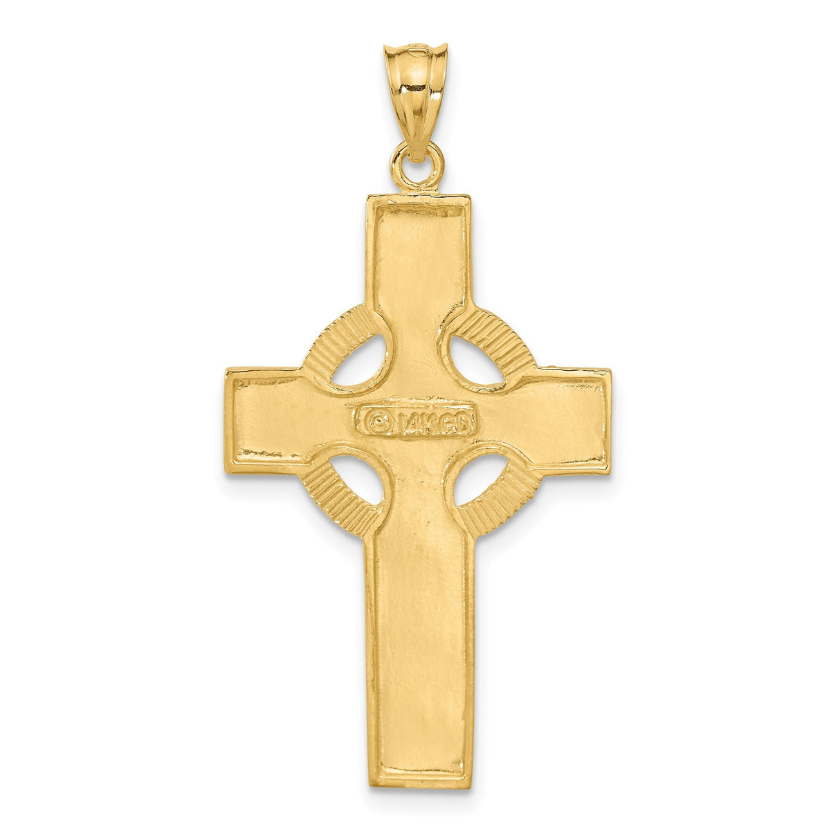 14k Yellow Gold Cross Pendant with Celtic High Cross Design and Biblical Figures