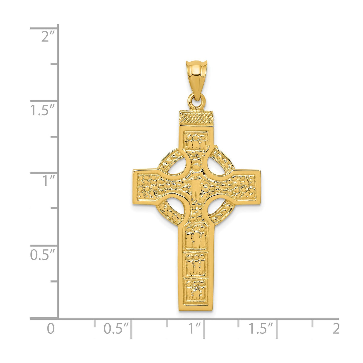 14k Yellow Gold Cross Pendant with Celtic High Cross Design and Biblical Figures