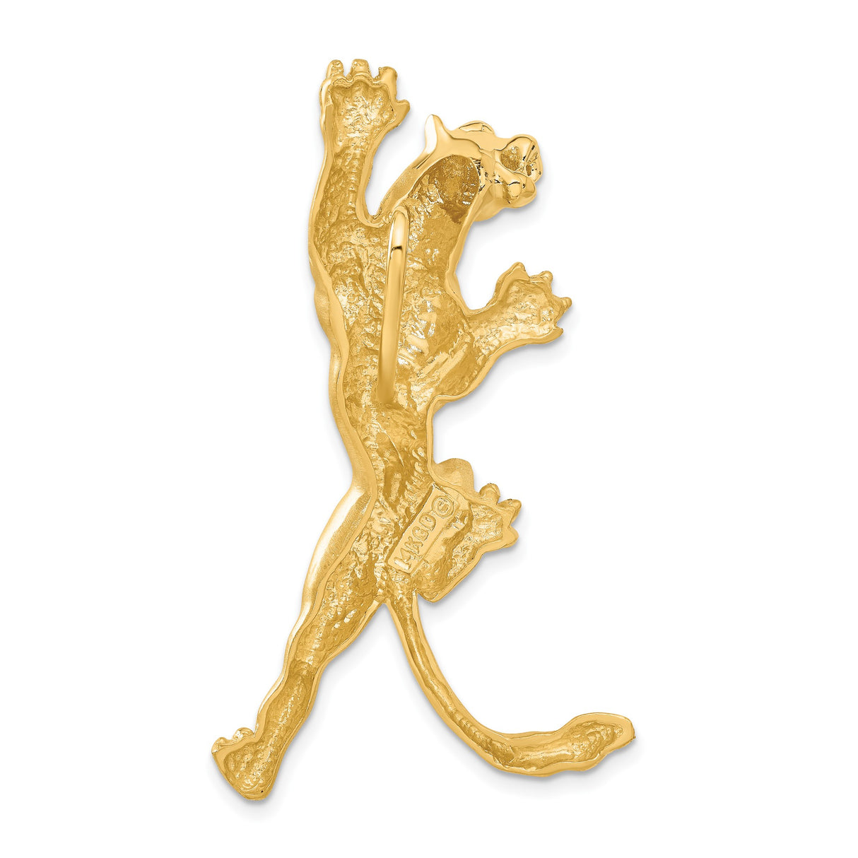 14k Yellow Gold Panther Pendant with Climbing Jungle Cat Motif Unisex Jewelry