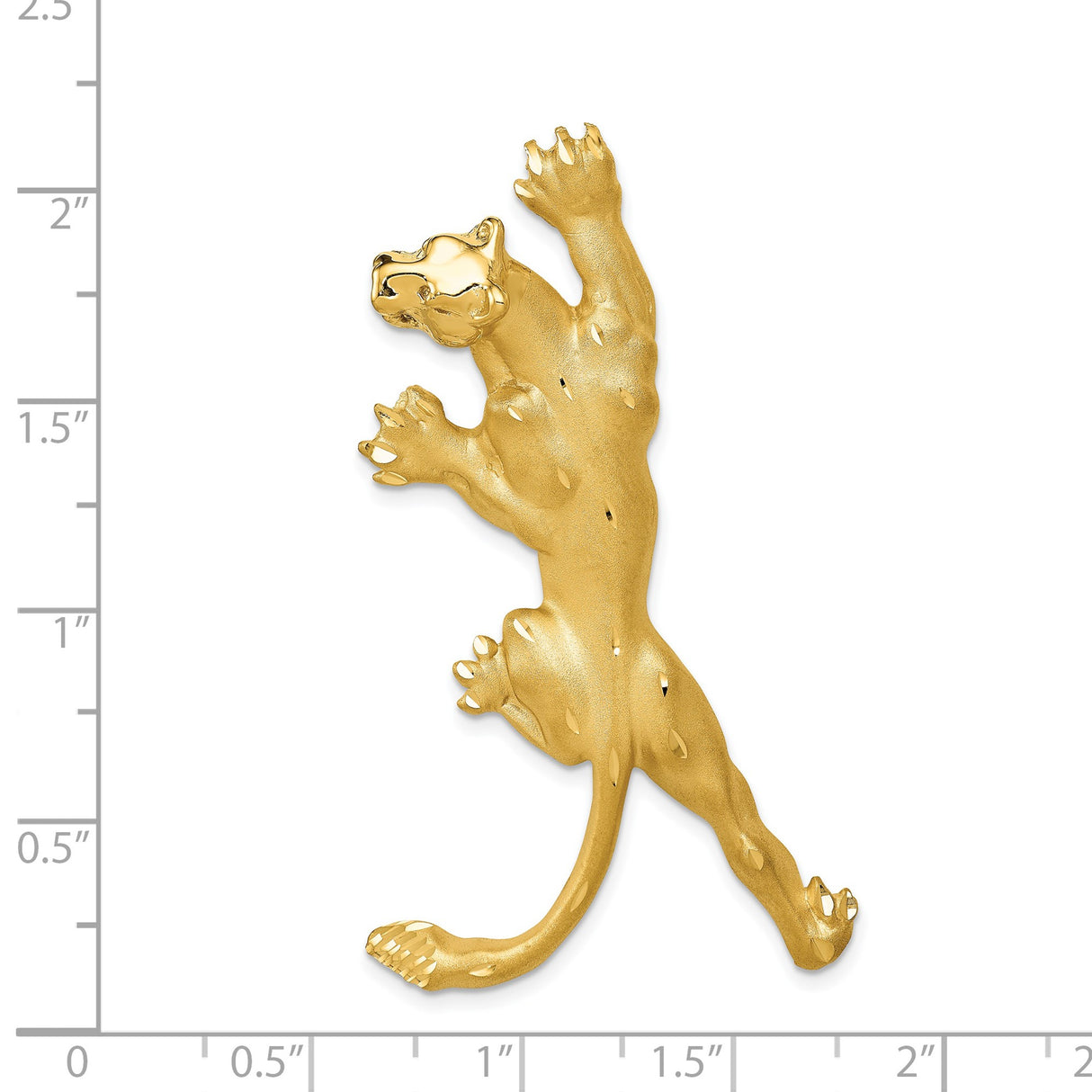 14k Yellow Gold Panther Pendant with Climbing Jungle Cat Motif Unisex Jewelry