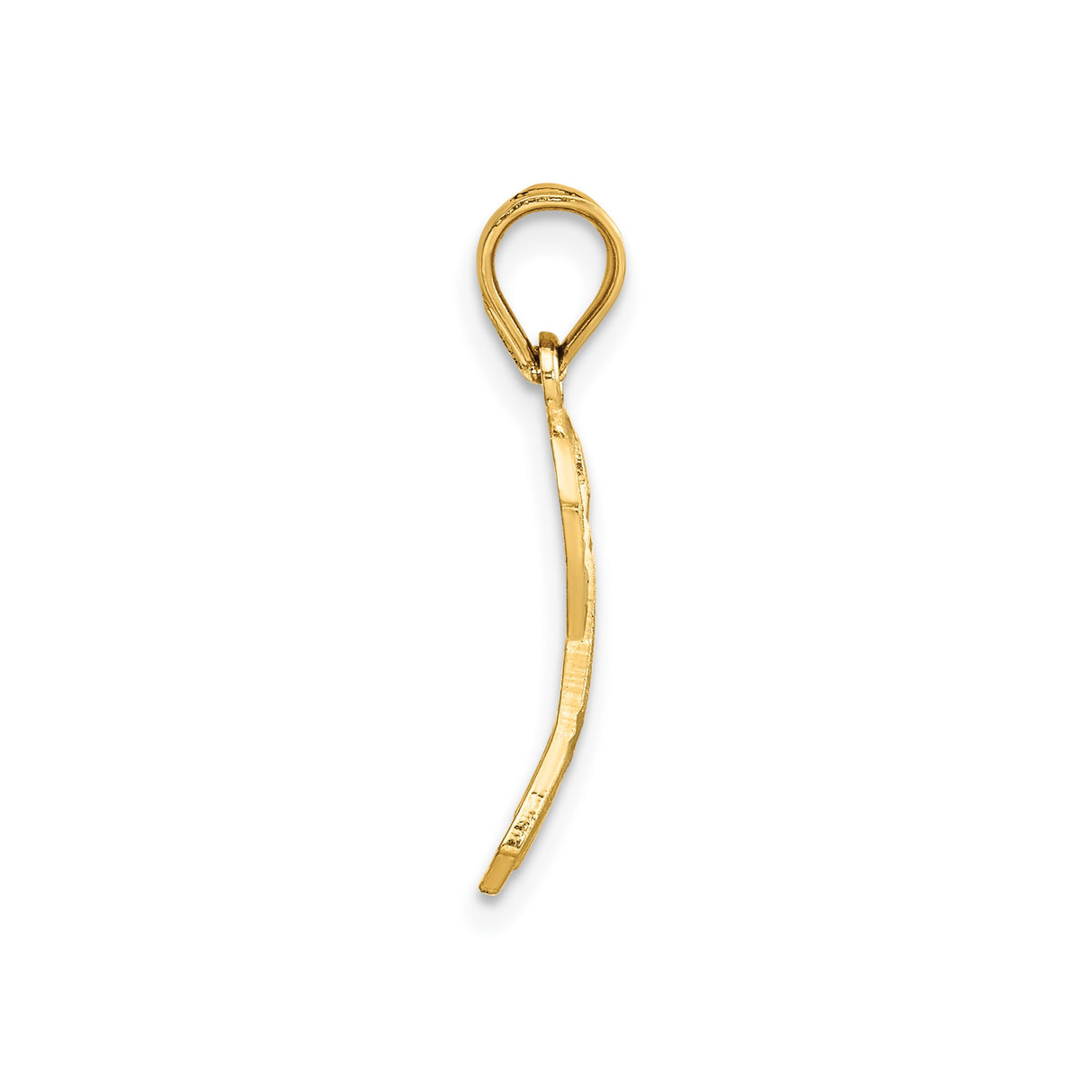 14k Yellow Gold Awareness Ribbon Pendant, Polished and Textured Looped Design for Women