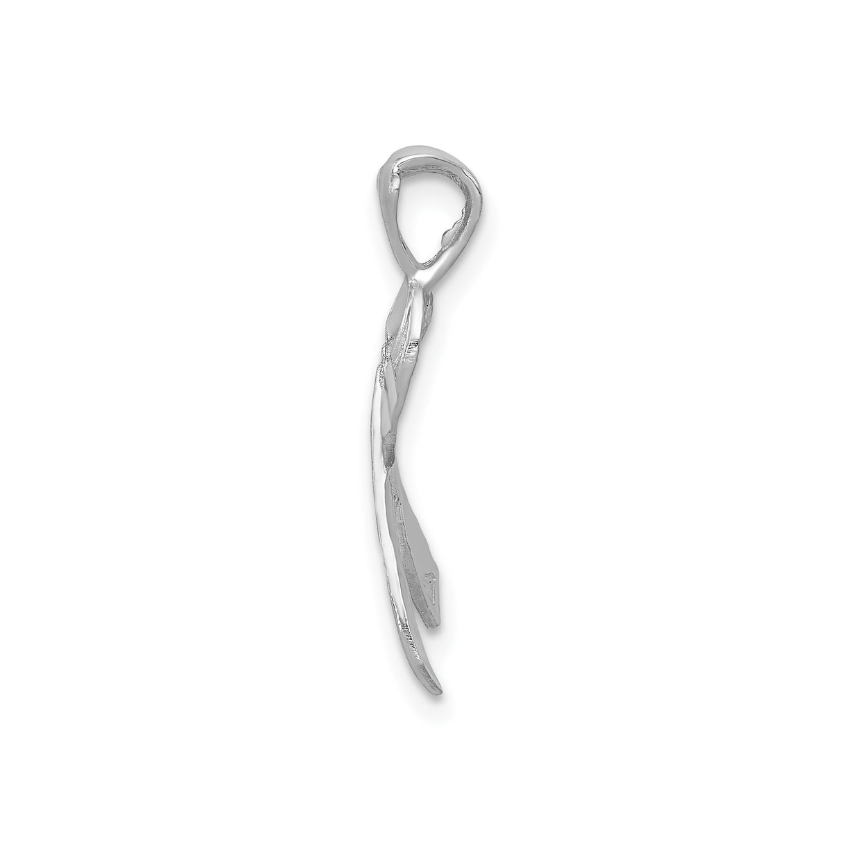 14k White Gold Awareness Ribbon Pendant with Textured and Polished Finish