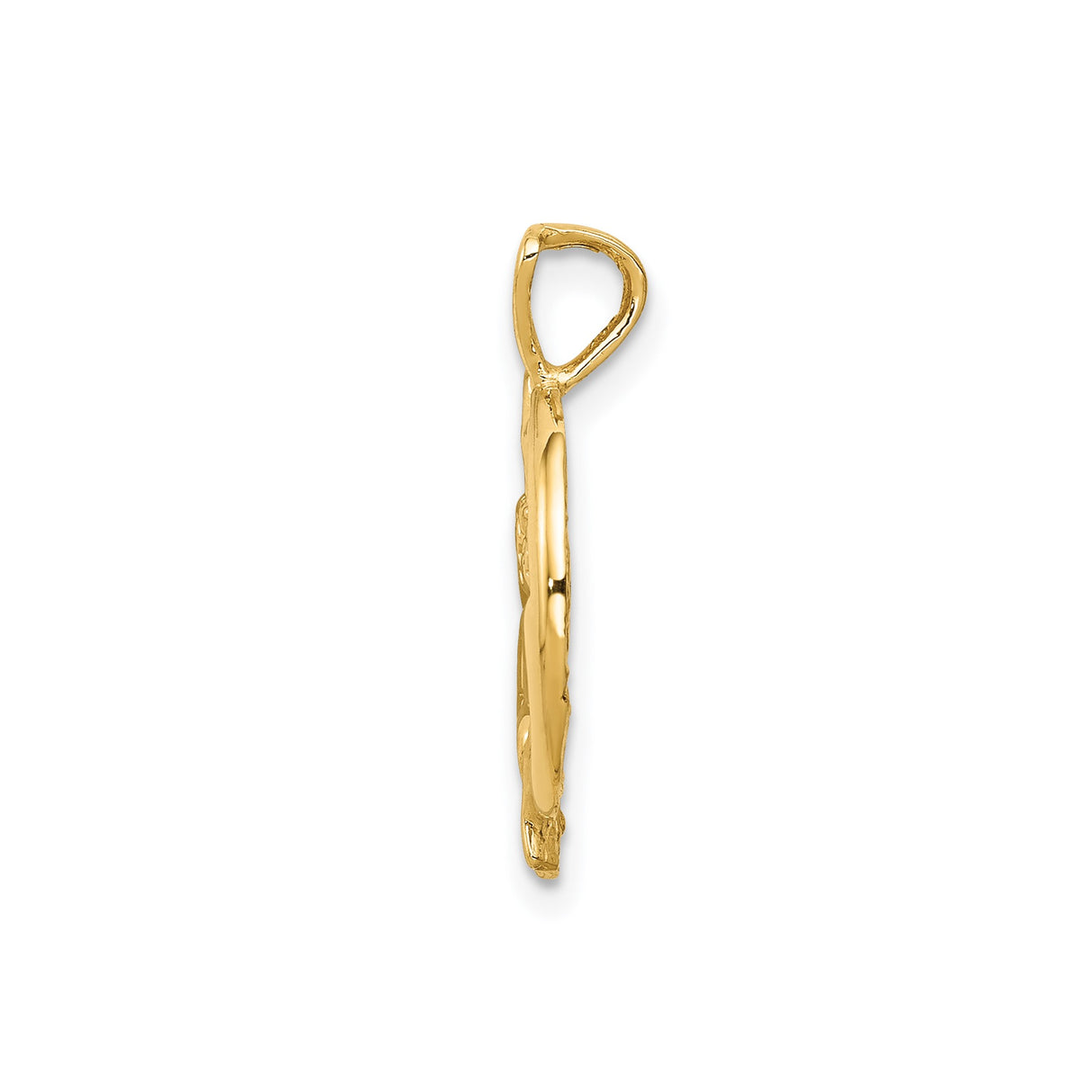 14k Yellow Gold Pendant with Cherub on Crescent Moon Reaching for Star, Celestial Angel Theme