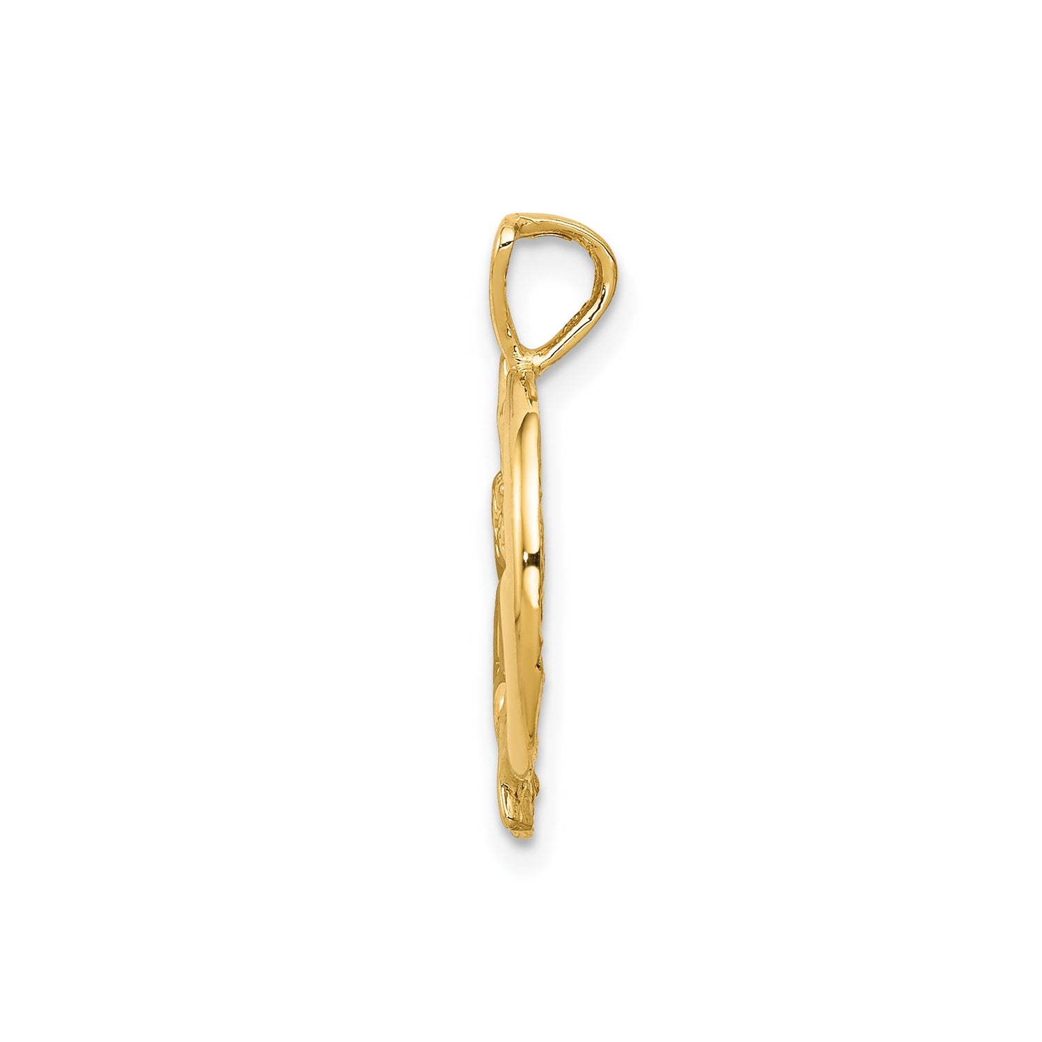 14k Yellow Gold Pendant with Cherub on Crescent Moon Reaching for Star, Celestial Angel Theme