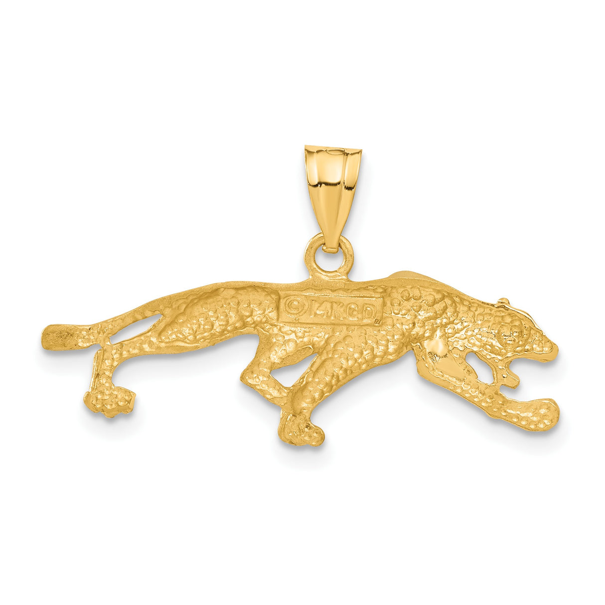 14k Yellow Gold Panther Pendant, Solid Jungle Animal Charm with Feline Power Motif