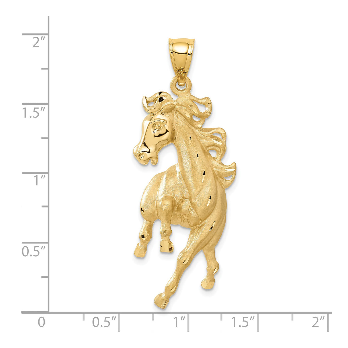14k Yellow Gold Rearing Horse Pendant, Detailed Stallion Charm, Unisex Western Equestrian Jewelry
