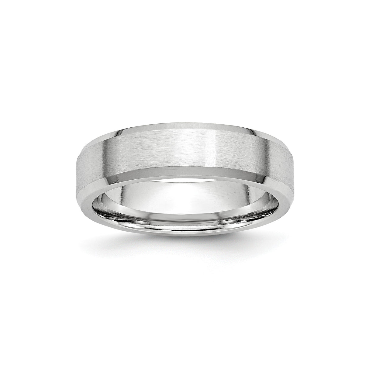 Beveled Edge, Satin wedding band ring