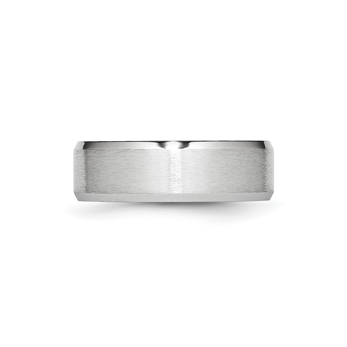 Beveled Edge, Satin wedding band ring detail view