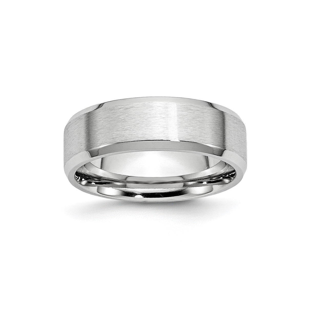 Beveled Edge, Satin wedding band ring