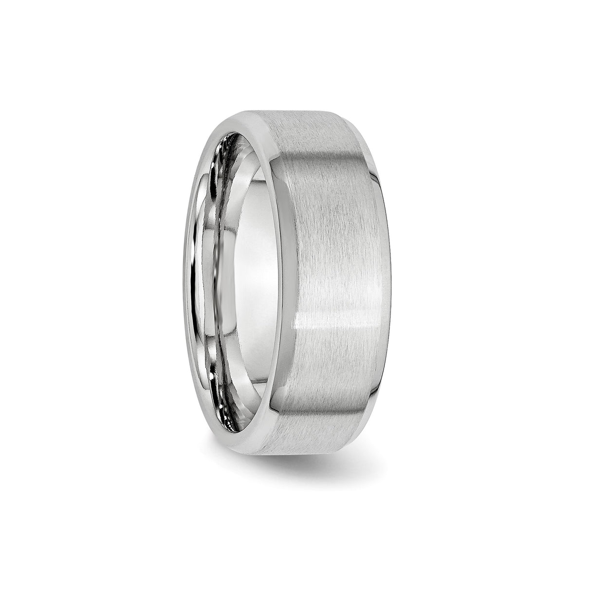 Beveled Edge, Satin wedding band ring detail view