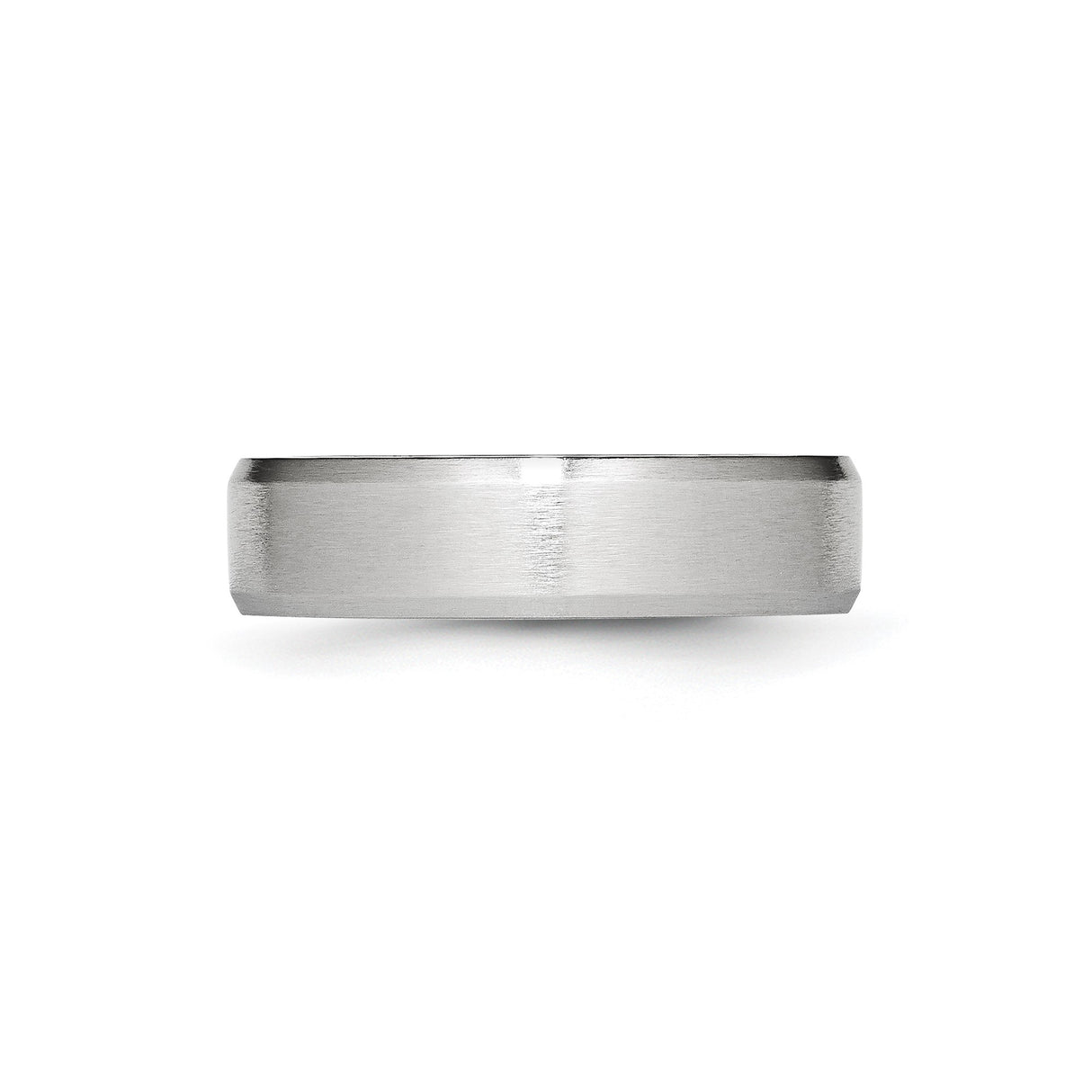 Beveled Edge, Satin wedding band ring detail view