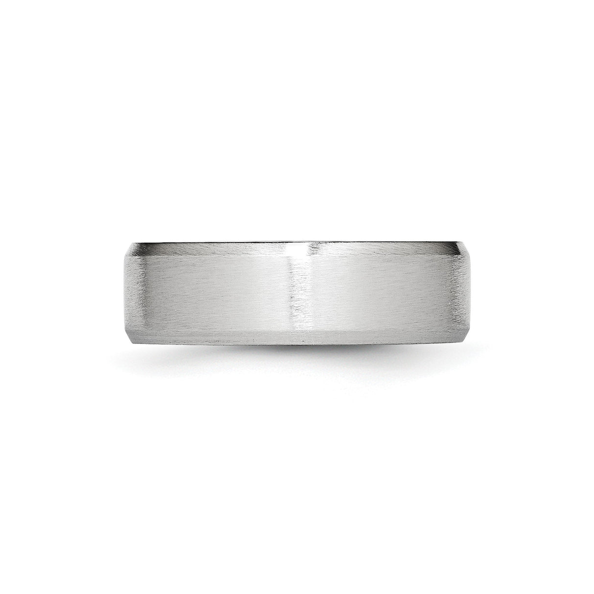 Beveled Edge, Satin wedding band ring detail view