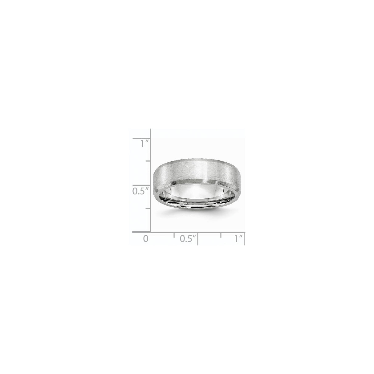 Beveled Edge, Satin wedding band ring shown for scale