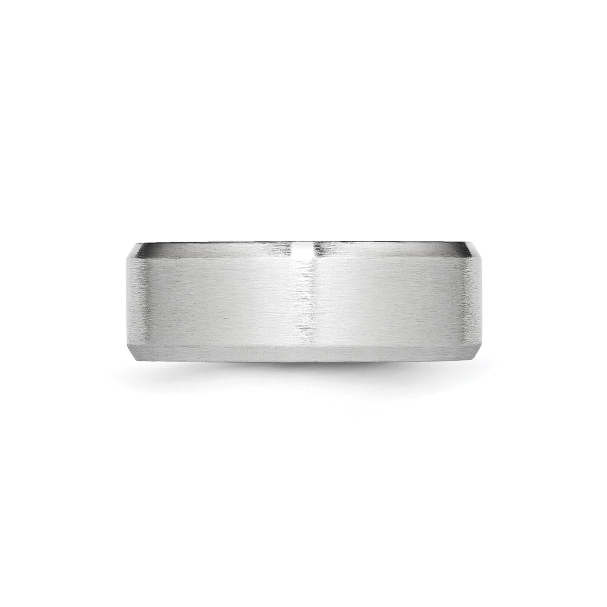 Beveled Edge, Satin wedding band ring detail view