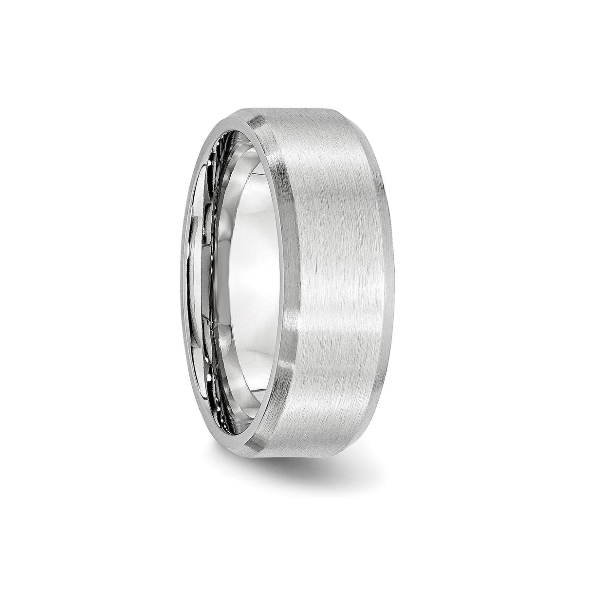 Beveled Edge, Satin wedding band ring detail view
