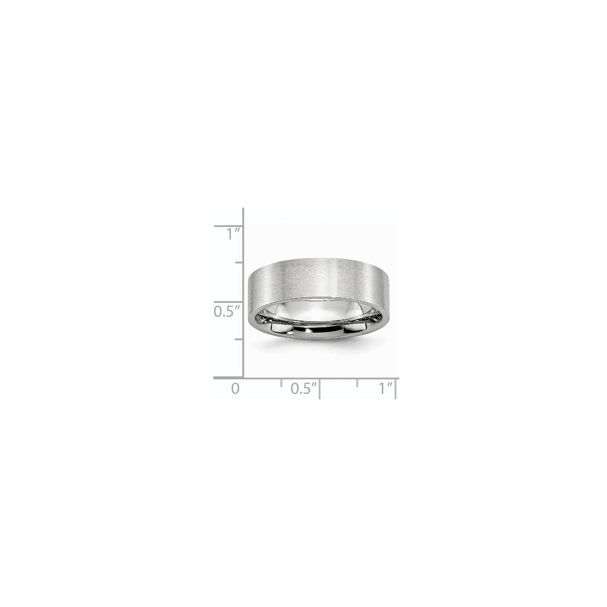 Satin, Flat wedding band ring shown for scale