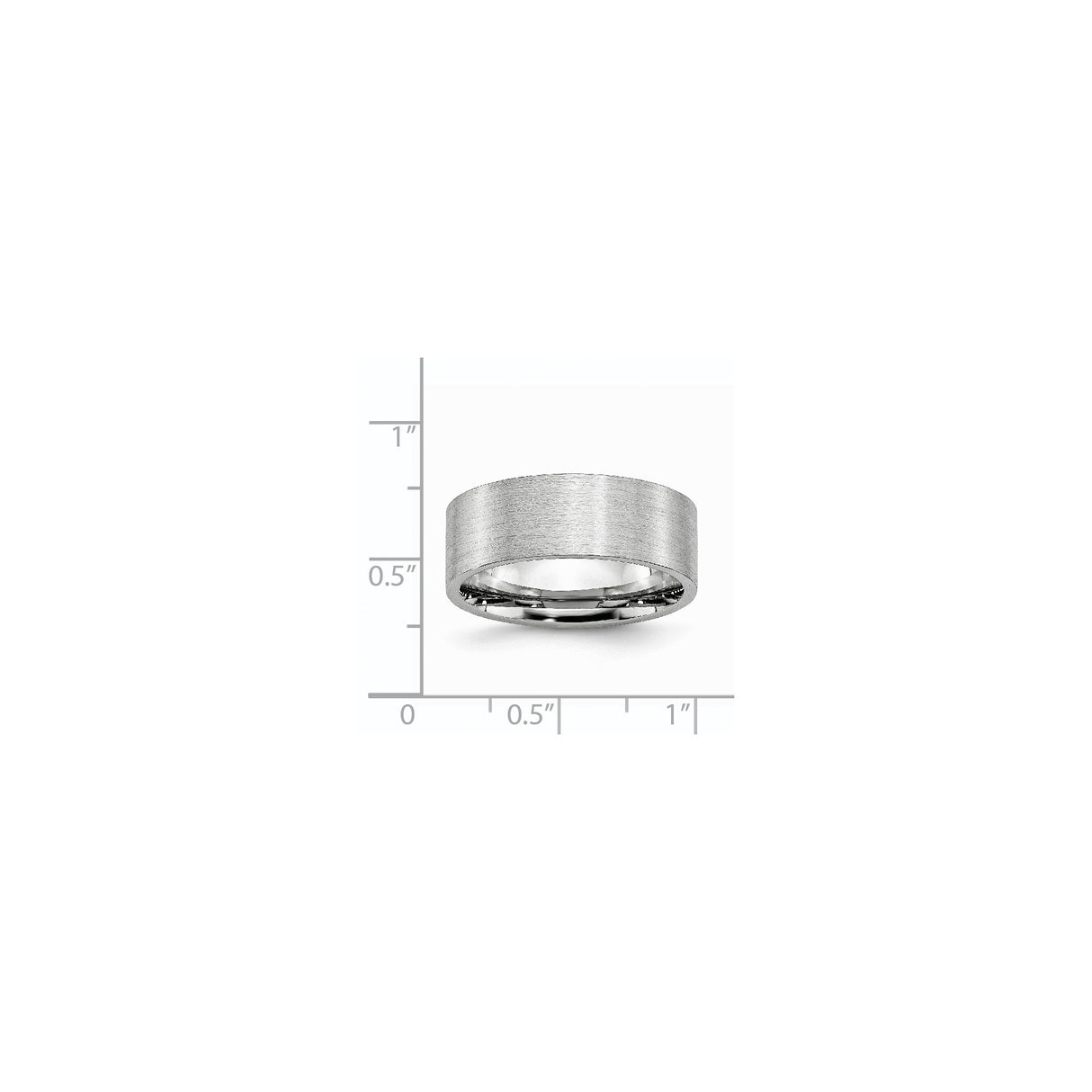 Satin, Flat wedding band ring shown for scale