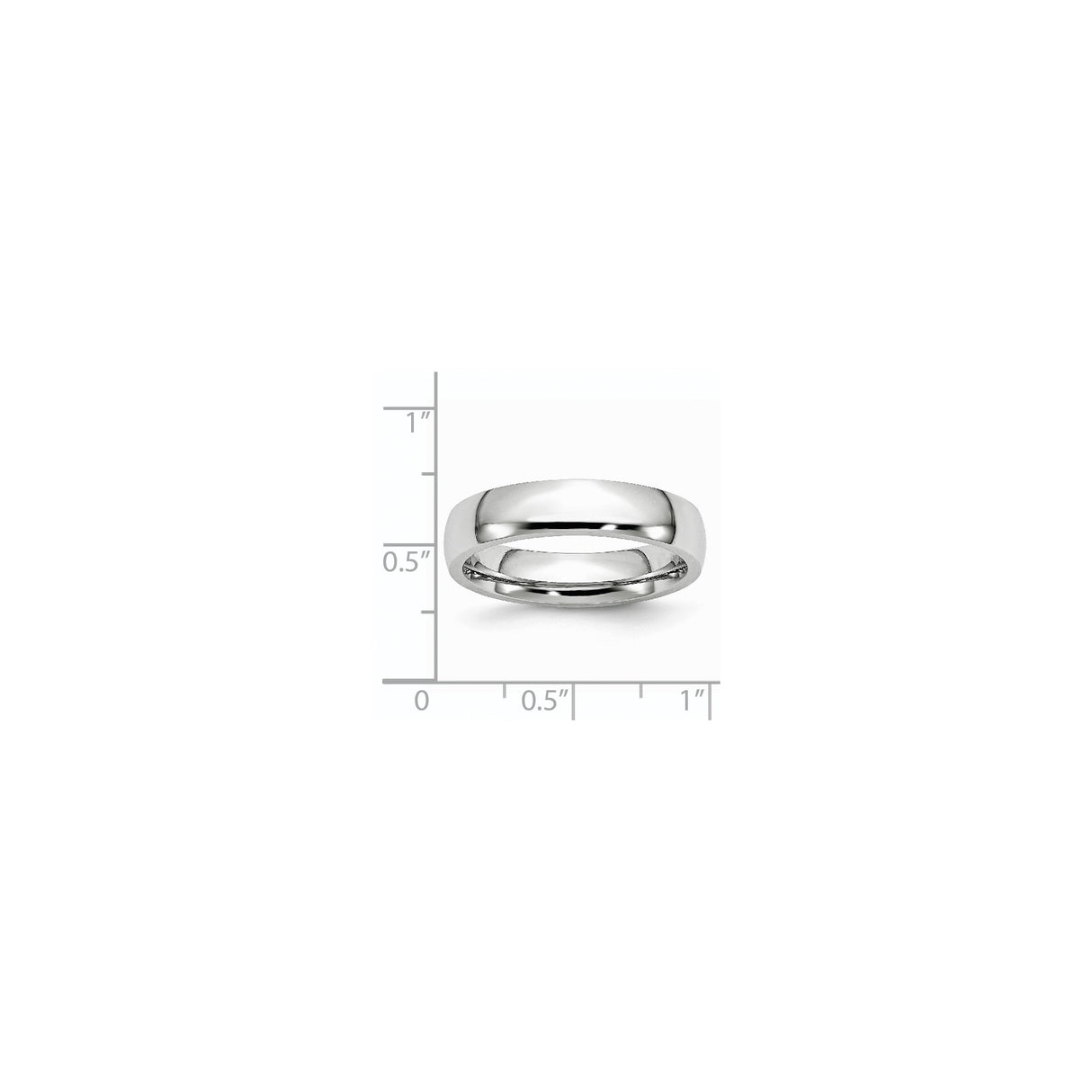 Domed wedding band ring shown for scale